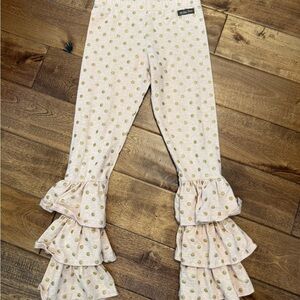 Matilda Jane Pink Leggings with Gold Dot Ruffles